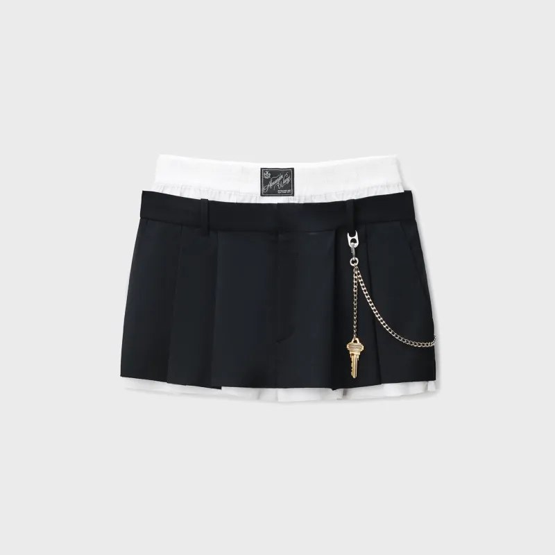 Alexander Wang Pre-Styled Pleated Skort with Chain - Black sold by Kith
