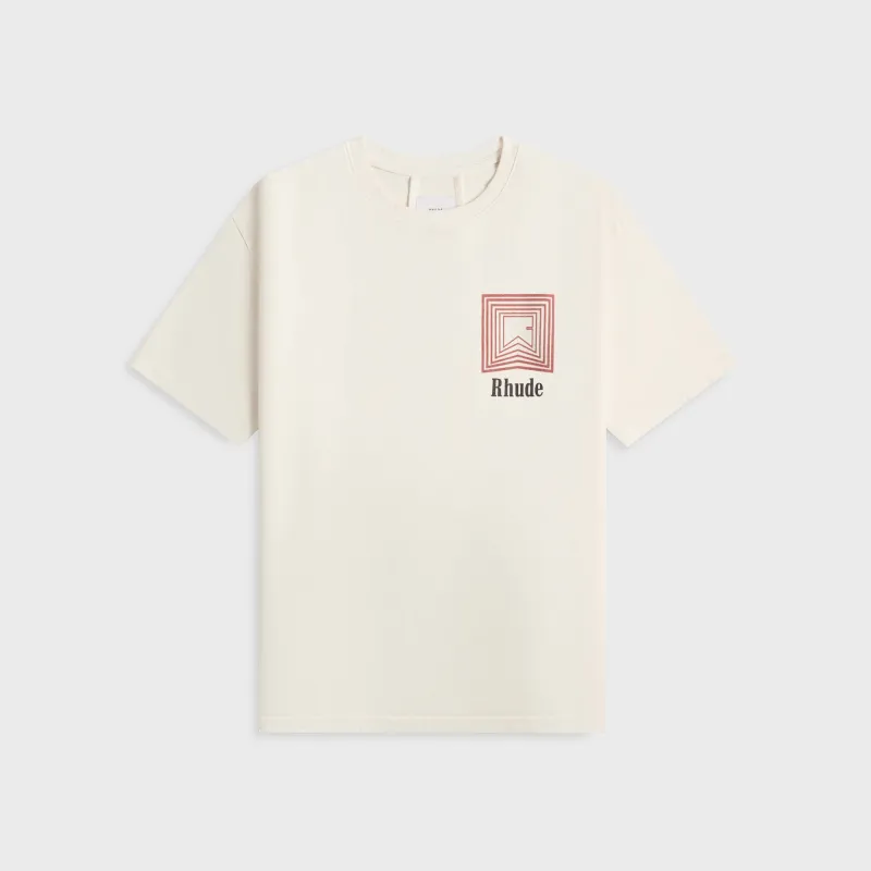 Rhude Chevron Logo Repeat Tee - Vintage White sold by Kith