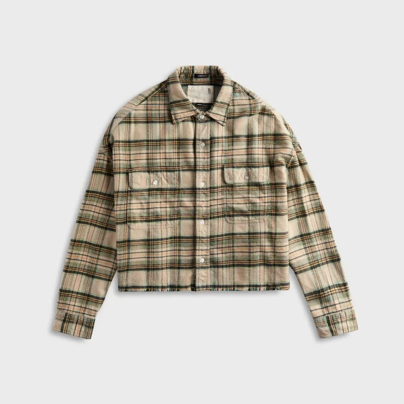 R13 Cropped Work Shirt - Cream Plaid sold by Kith