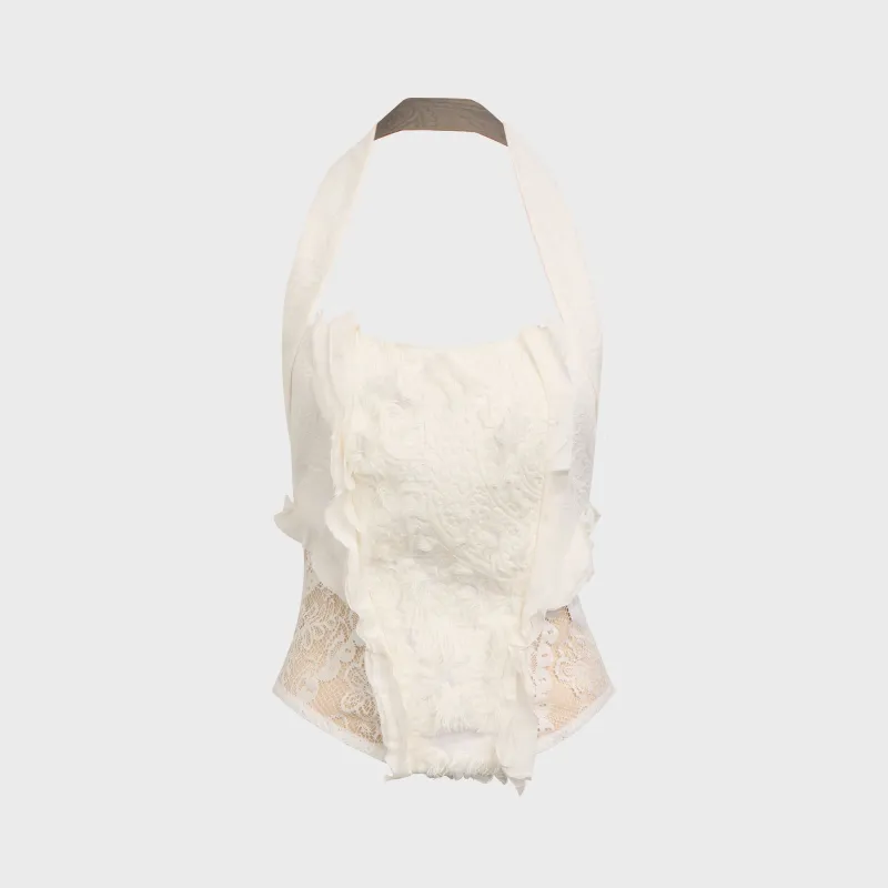 Kim Shui Cristina Lace Up Corset - White sold by Kith