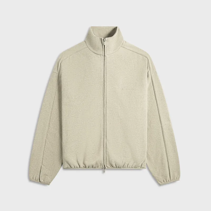 Essentials Modern Fit Fleece Track Jacket - Heather Stone / Cloud White sold by Kith