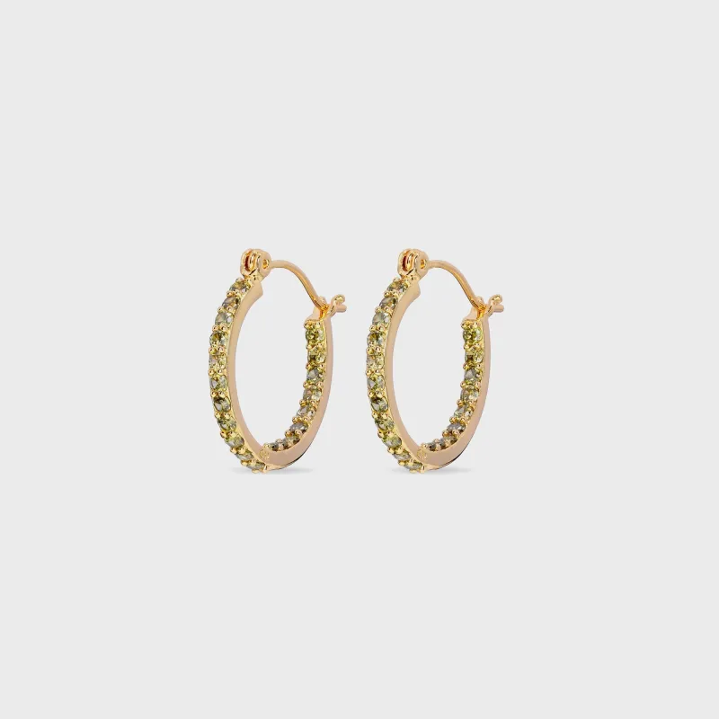 Crystal Haze Serena Small Hoops - Olive sold by Kith