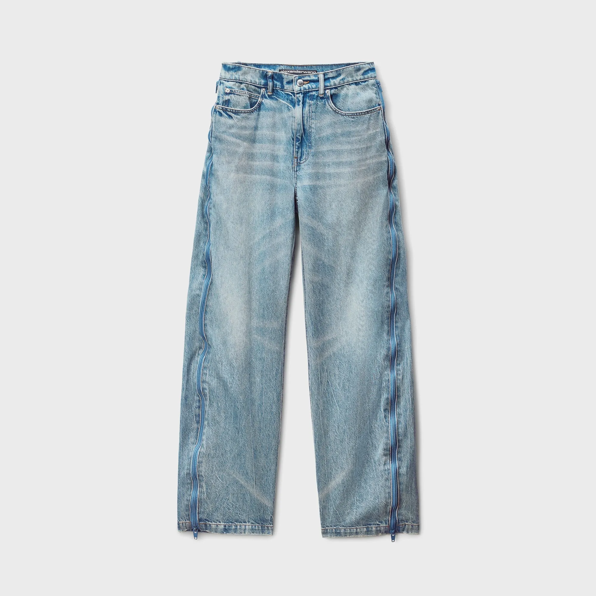 Alexander Wang Curved Zipper Pant with Basketball Mesh - Vintage Bleach Blue sold by Kith
