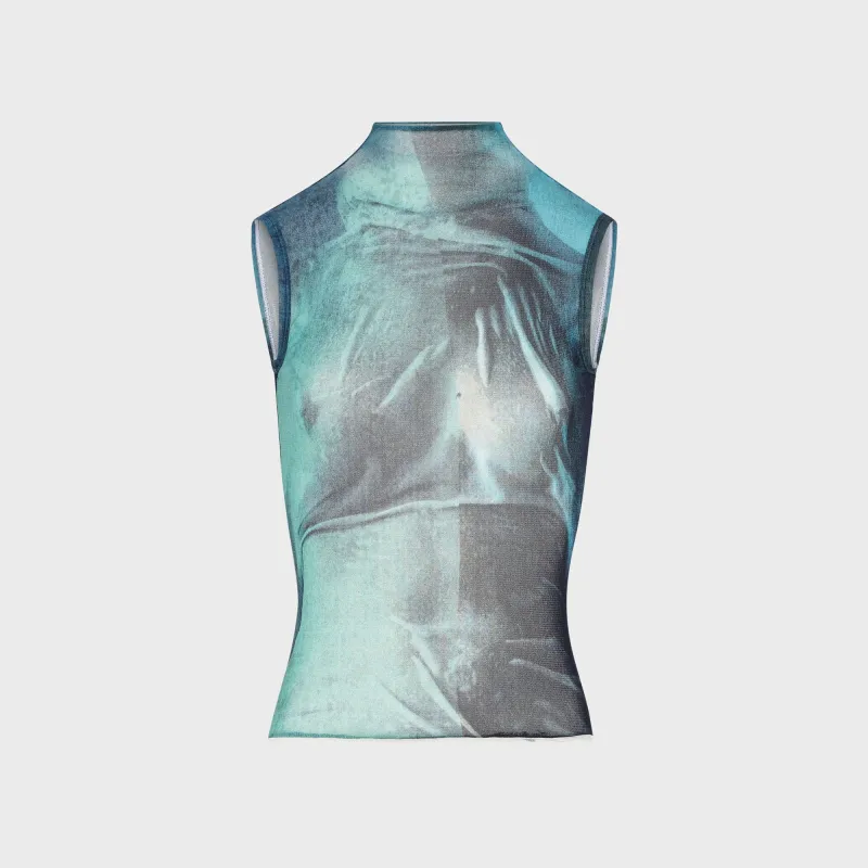 Jean Paul Gaultier Mesh High Neck Tank Top - Printed Water made by Jean Paul Gaultier