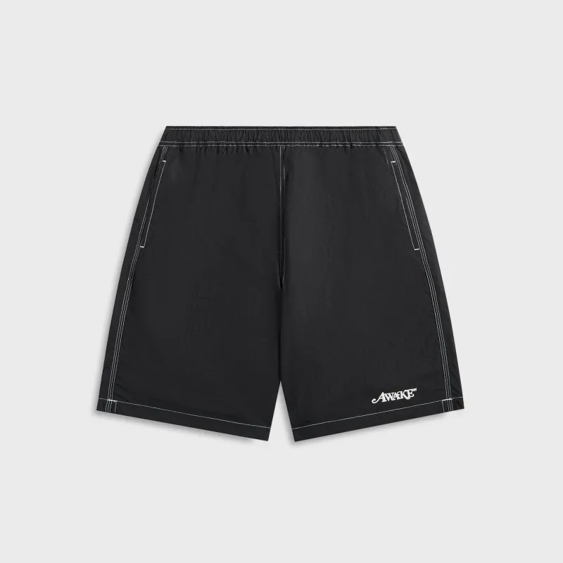 Awake NY Classic Logo Swim Trunk - Black sold by Kith
