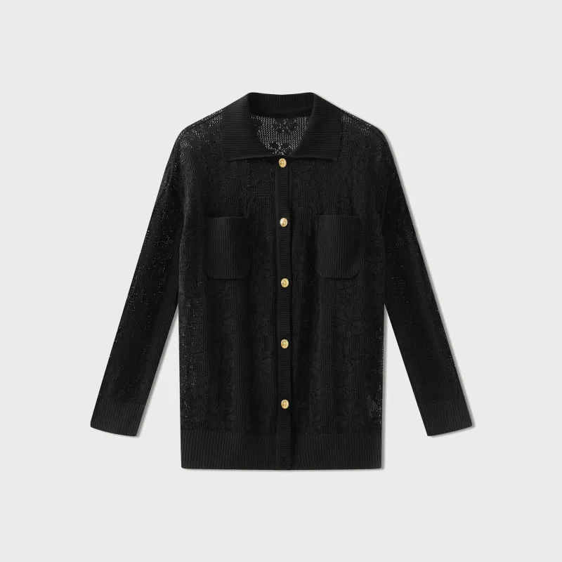 Asta Resort Delilah Crochet Shirt - Black sold by Kith