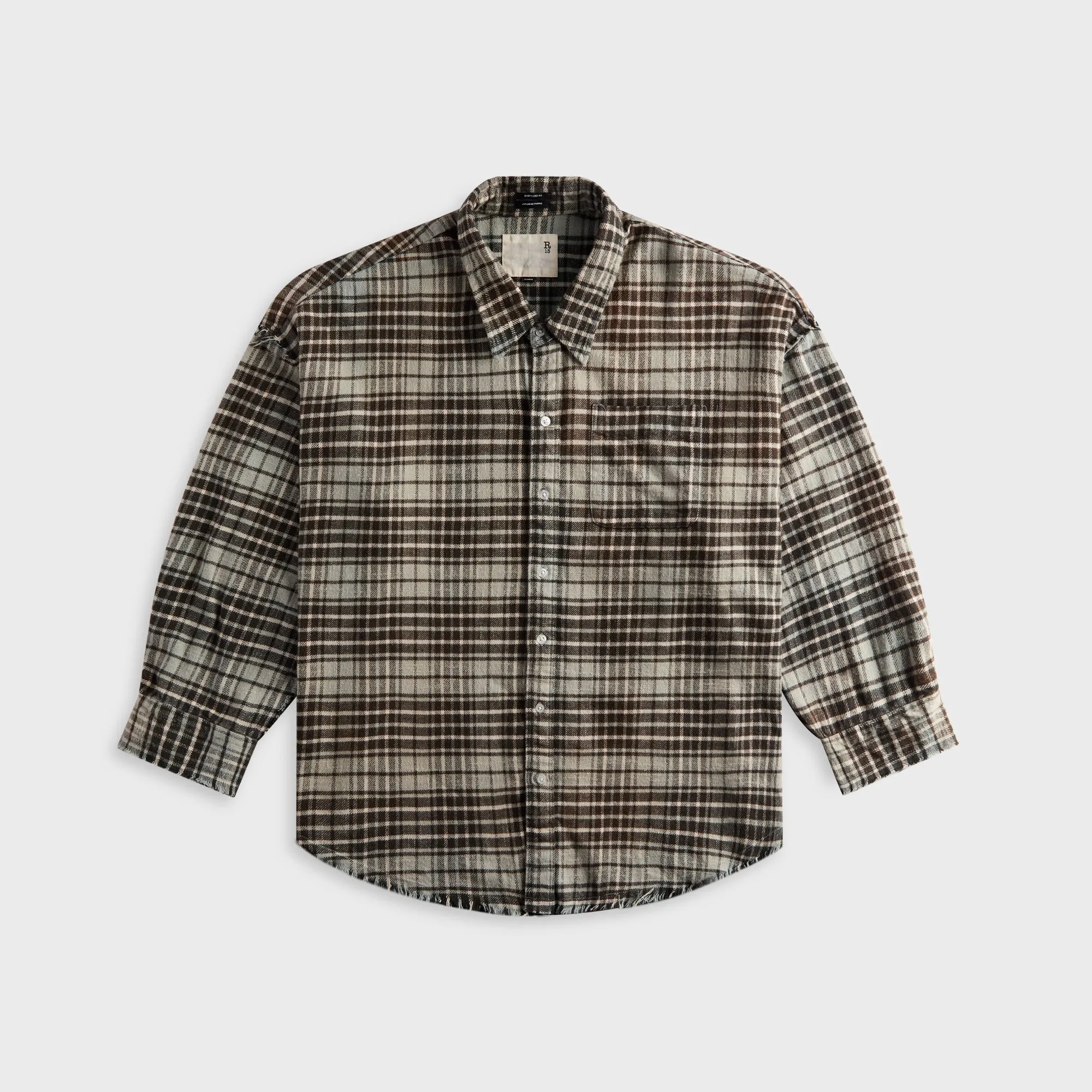 R13 Shredded Seam Drop - Blue Plaid sold by Kith