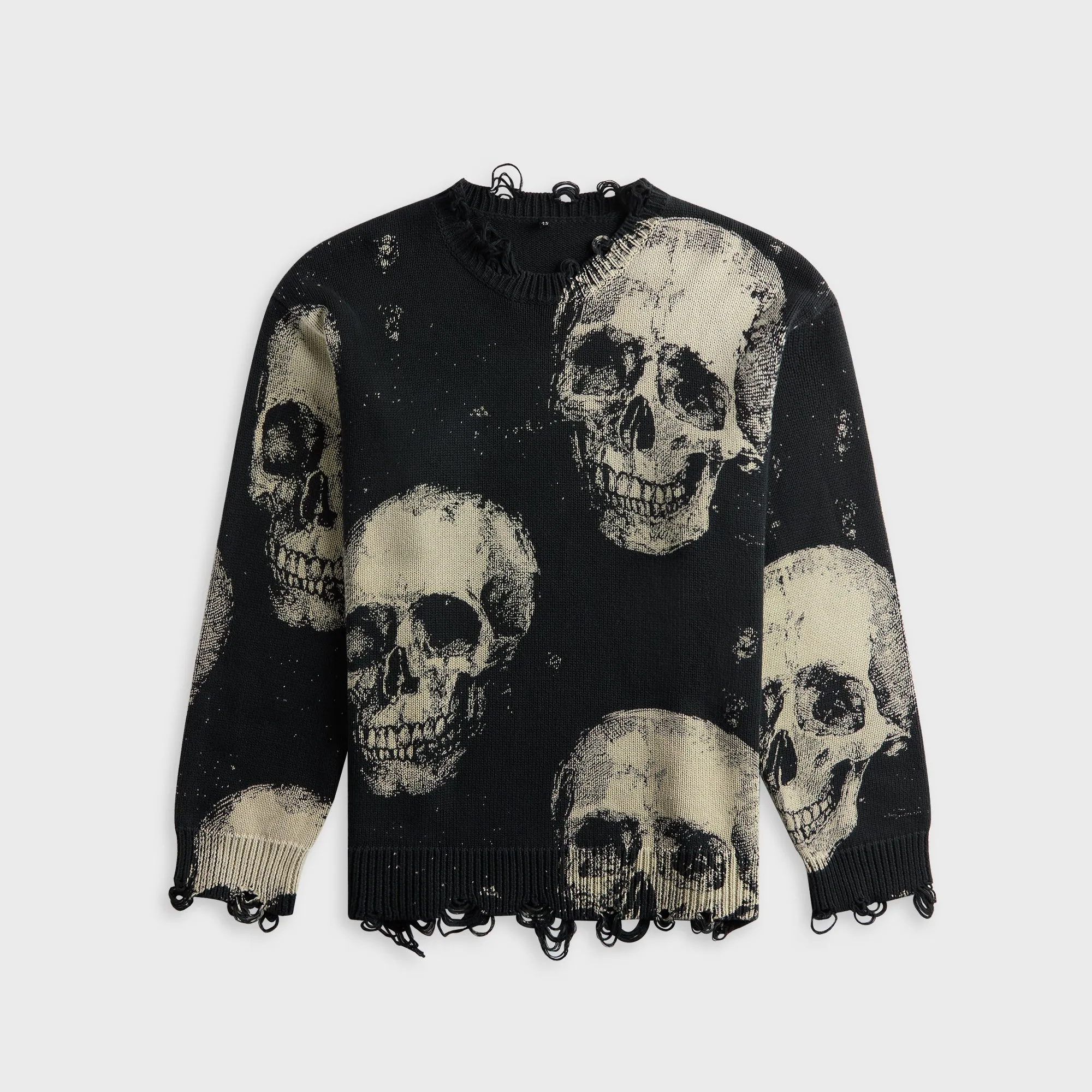 R13 Printed Boyfriend Sweater - Skulls On Black sold by Kith