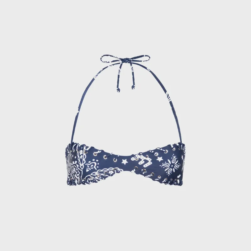 Miaou Rio Bikini Top - Bandana Navy sold by Kith