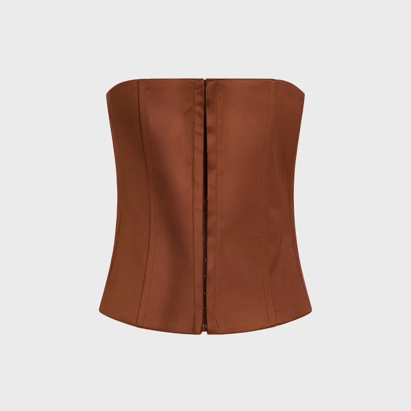 GUIZIO Satin Corset - Brown sold by Kith