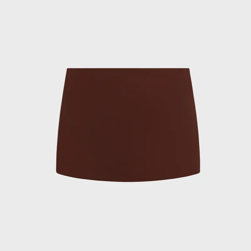 GUIZIO Micro Mini Stretch Skirt - Brown sold by Kith