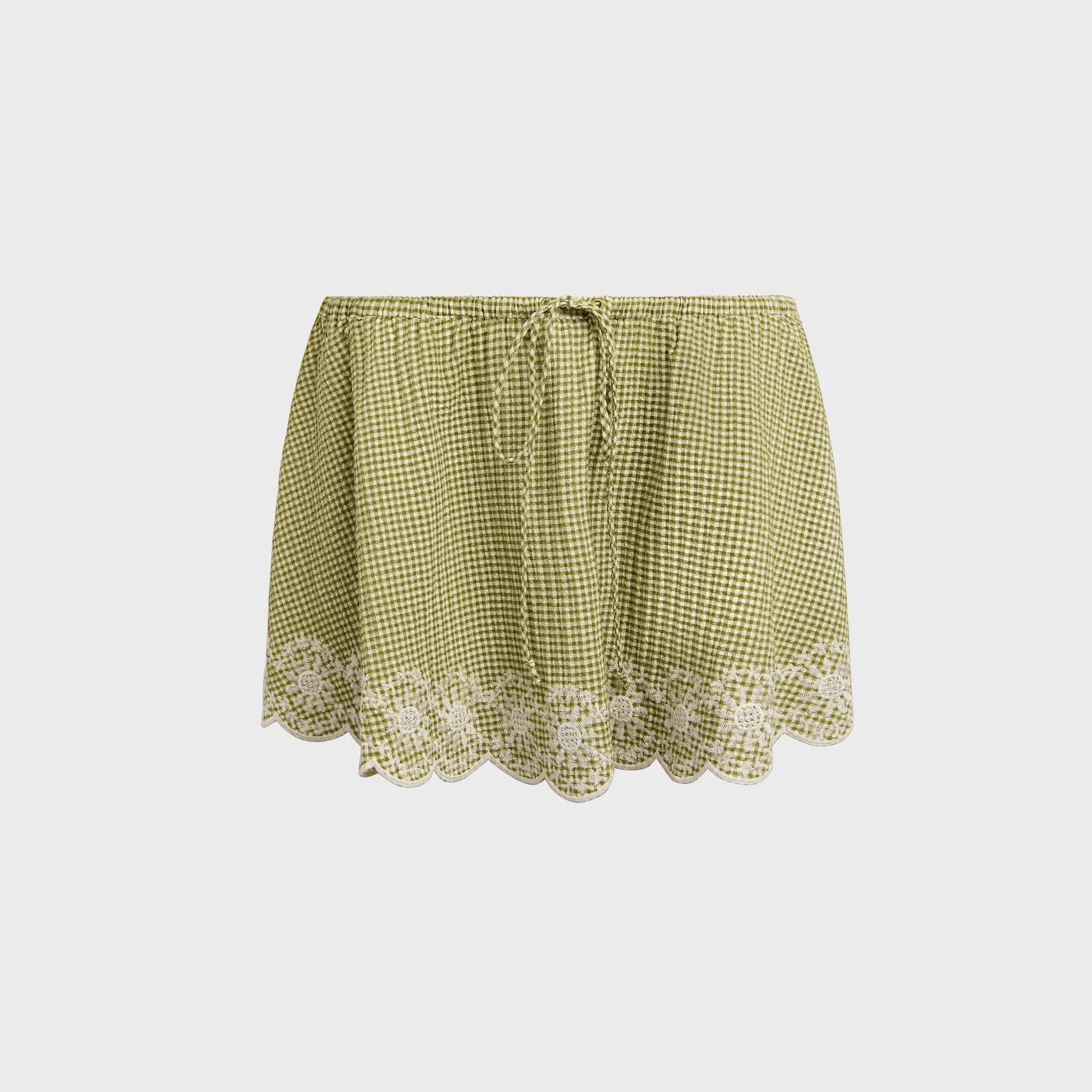 GUIZIO Maelle Gingham Mini Skirt - Green sold by Kith