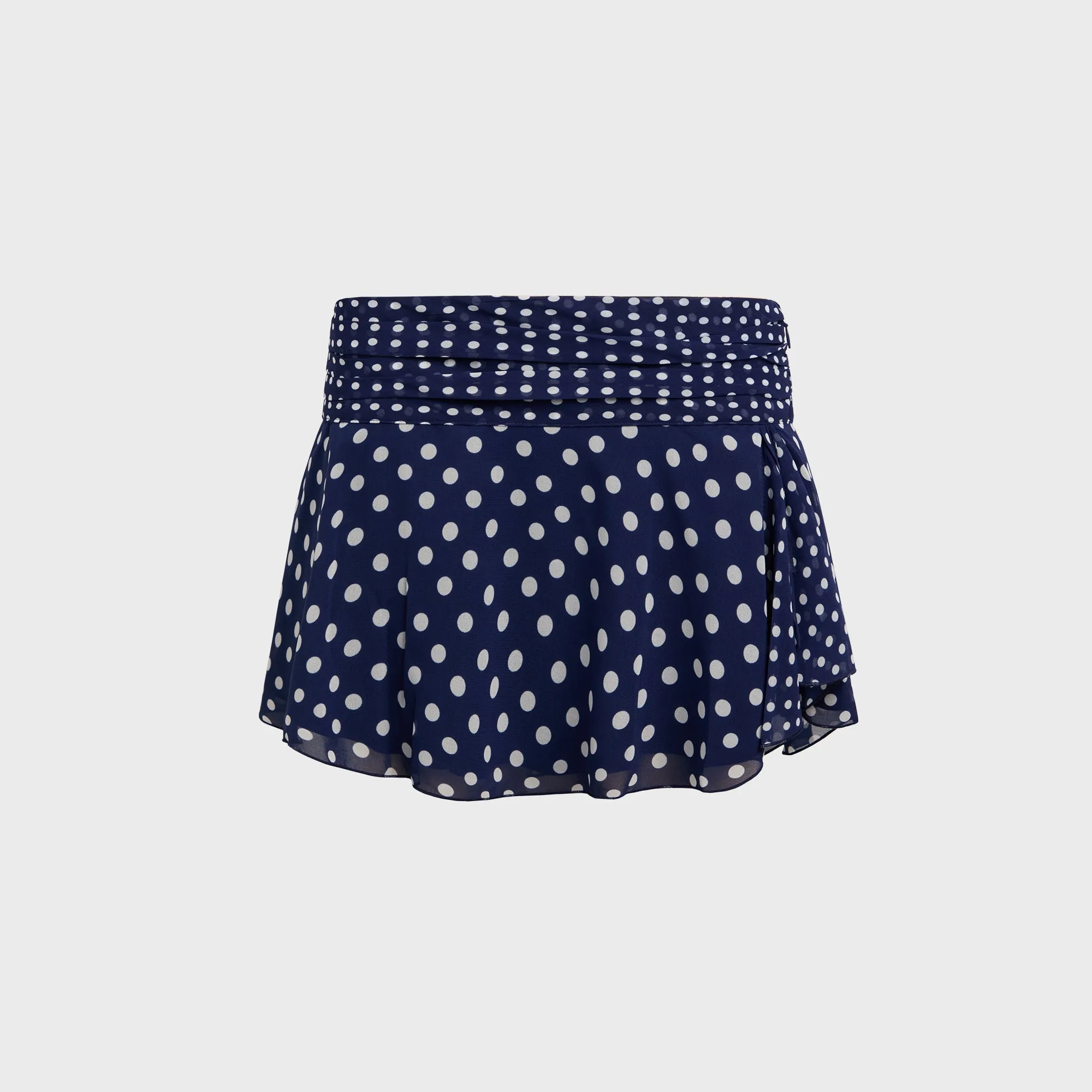 GUIZIO Chiffon Slit Mini Skirt - Navy Polka Dot sold by Kith