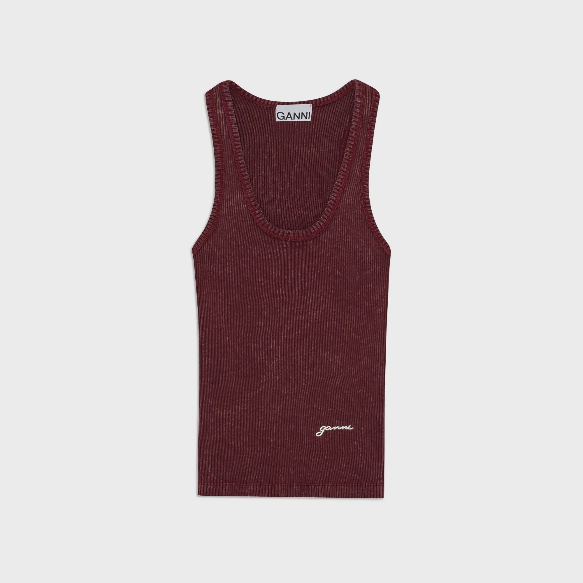 Ganni Heavy Rib Jersey Tank Top - Port Royale sold by Kith