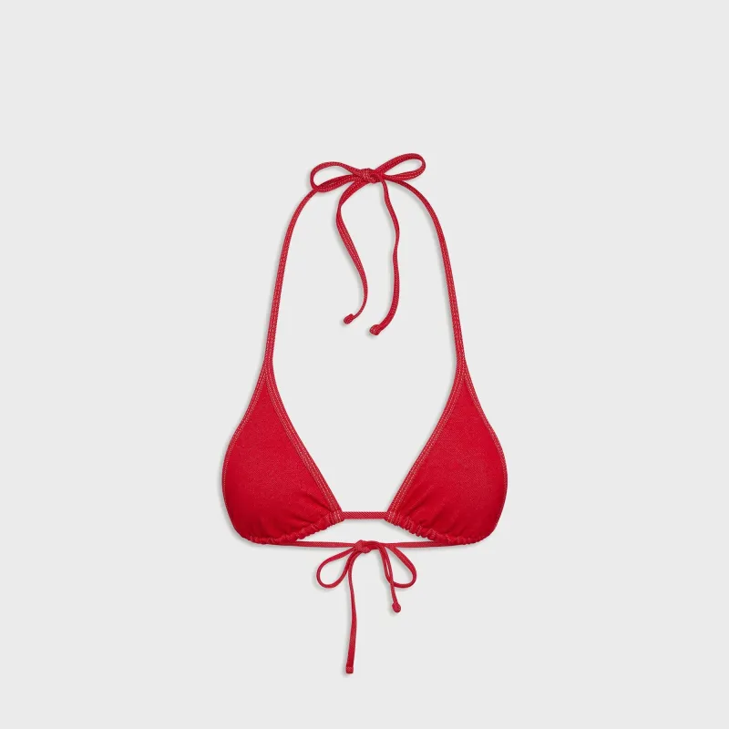 Frankies Bikinis Paradise Denim Top - Red sold by Kith