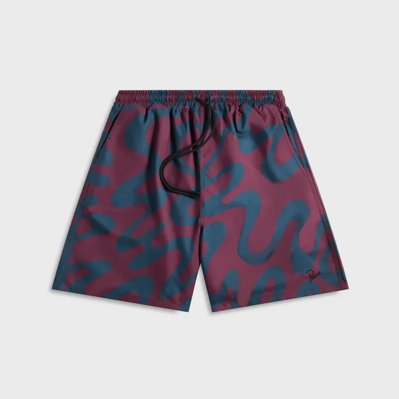 by Parra Splashed Swim Shorts - Burgundy sold by Kith