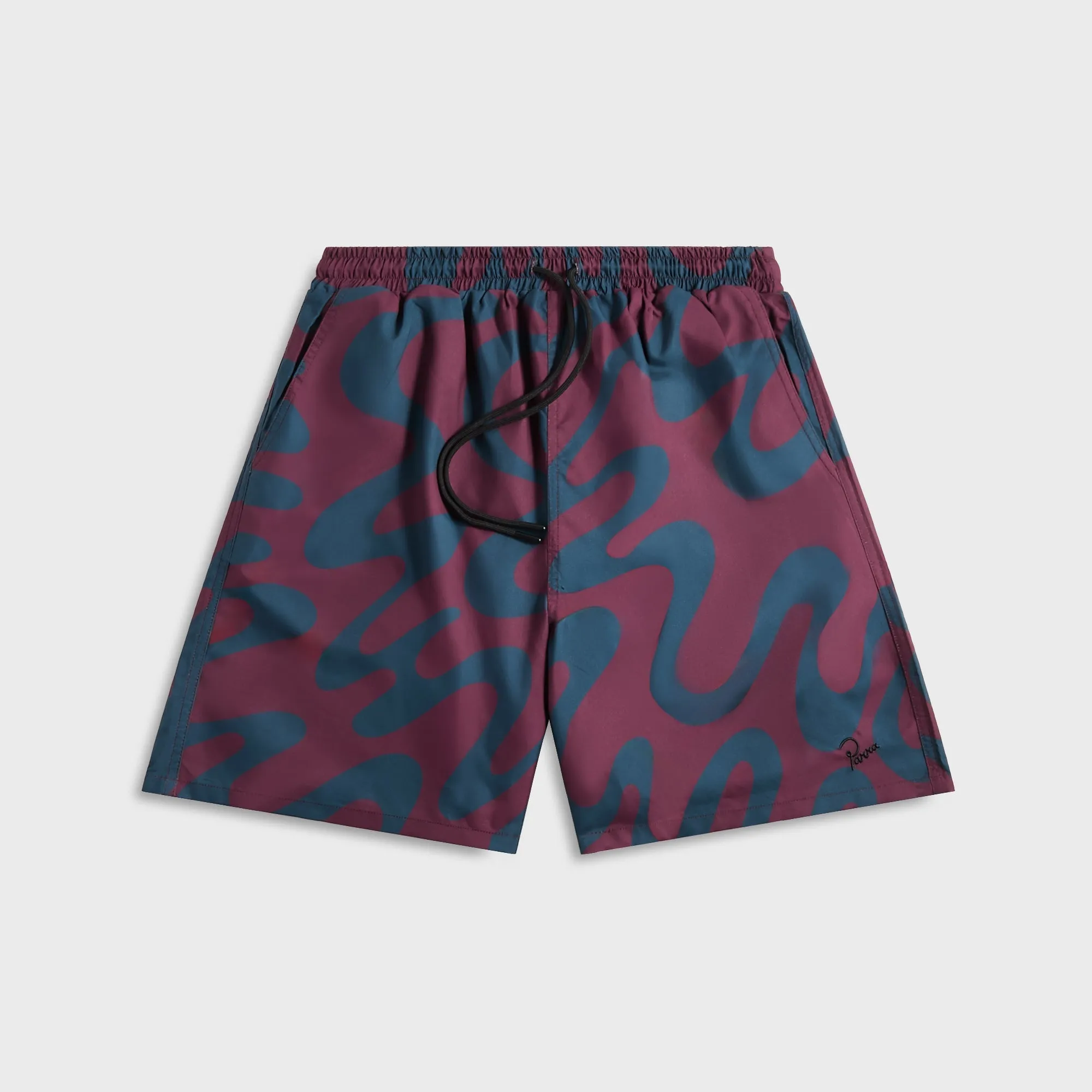 by Parra Splashed Swim Shorts - Burgundy sold by Kith