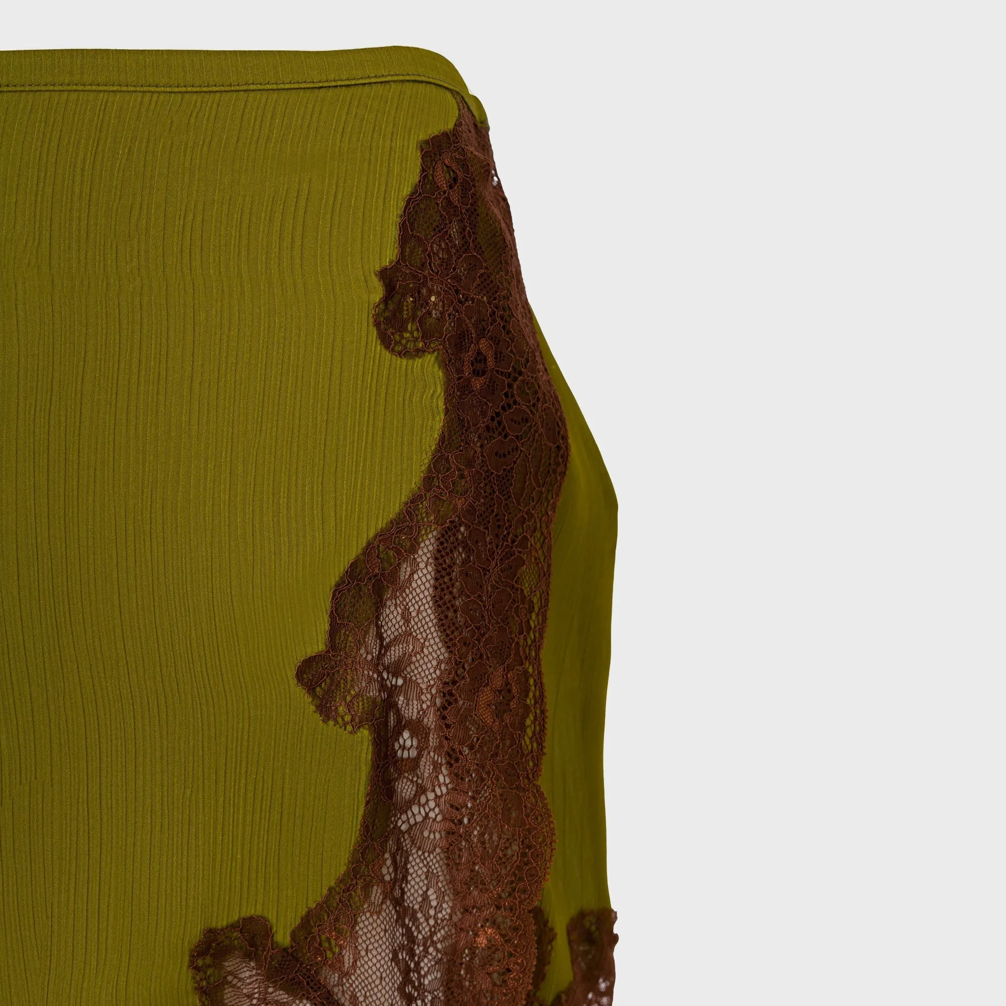 Siedres Lace-Trimmed Satin Mini Skirt - Khaki sold by Kith product image thumbnail 3