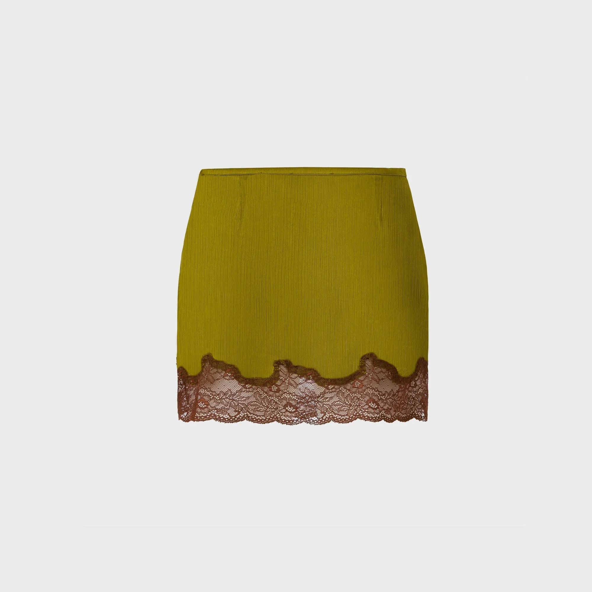 Siedres Lace-Trimmed Satin Mini Skirt - Khaki sold by Kith product image thumbnail 2