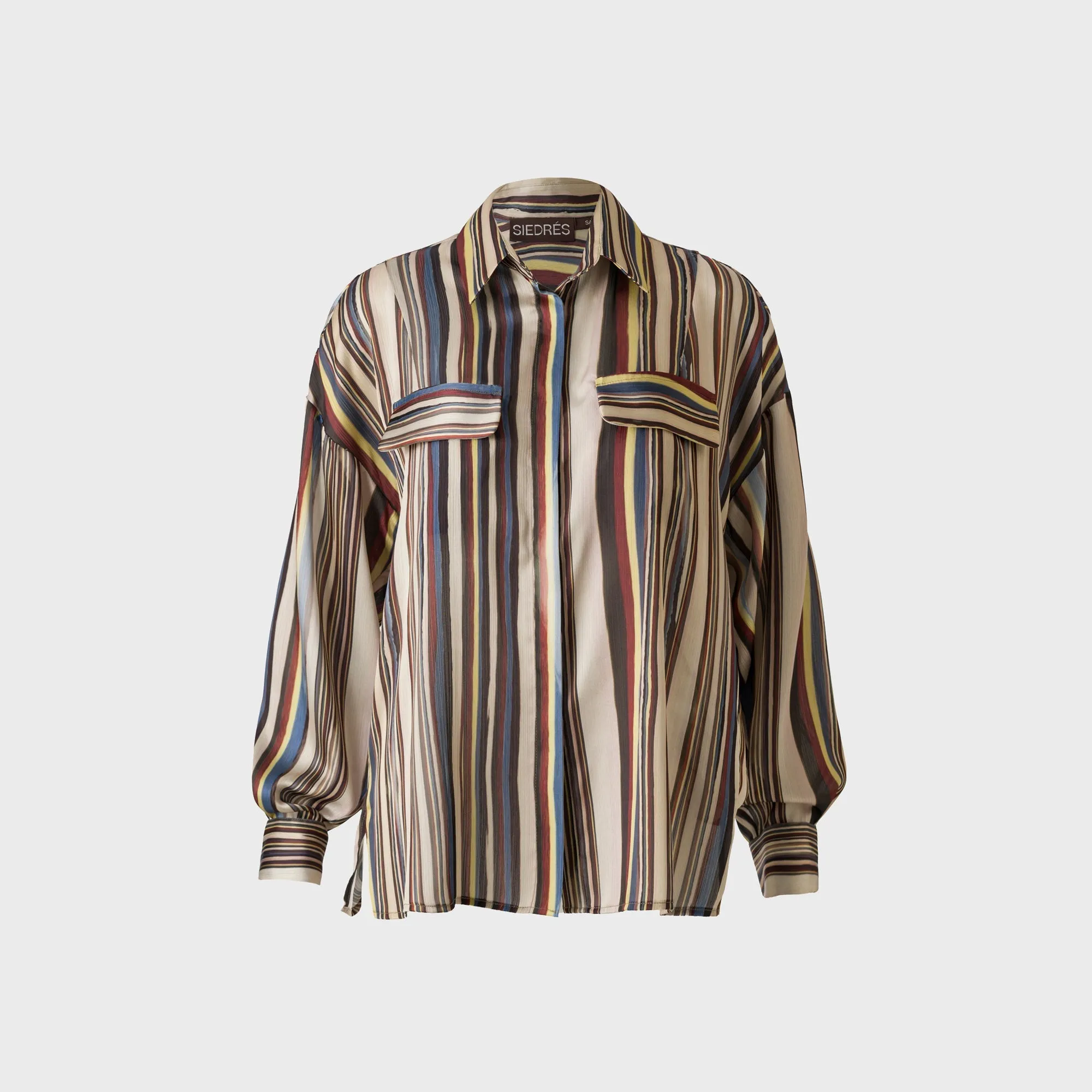 Siedres Oversized Satin Shirt with Front Pockets - Multi sold by Kith