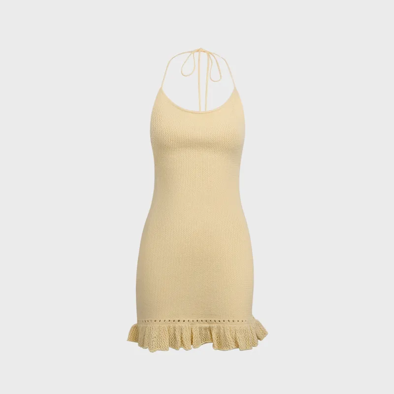 GUIZIO Crochet Halter Dress - Honey Butter sold by Kith