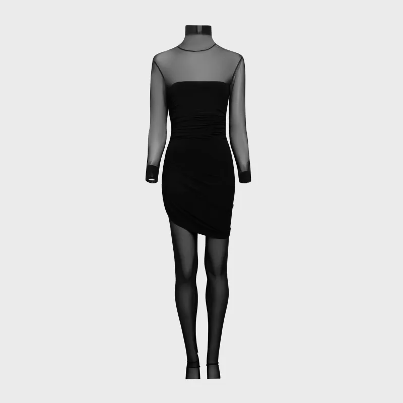 Norma Kamali Long Sleeve Turtleneck Strapless Diana Pickleball Dress - Black sold by Kith