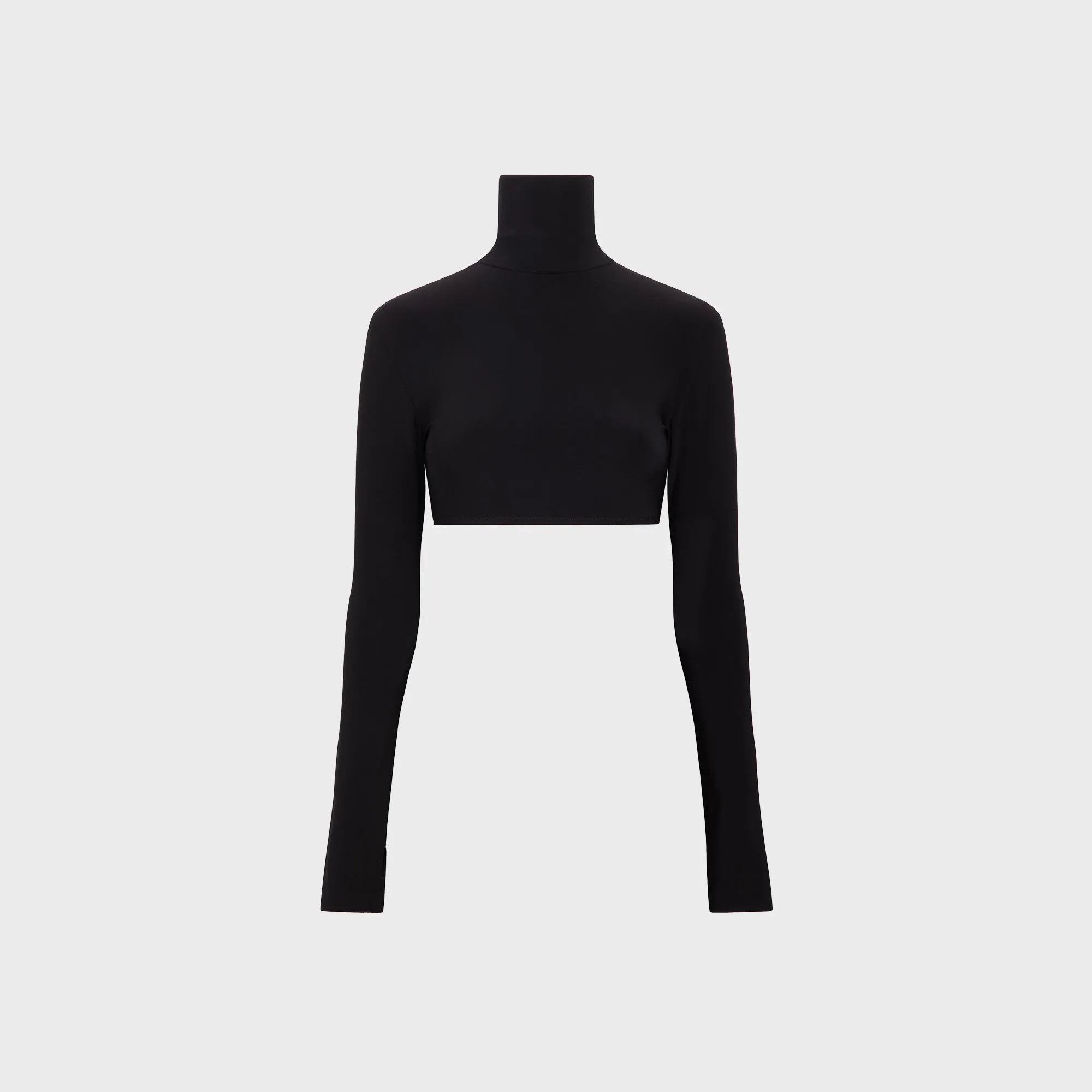 Norma Kamali Cropped Slim Fit Long Sleeve Turtle Top - Black sold by Kith