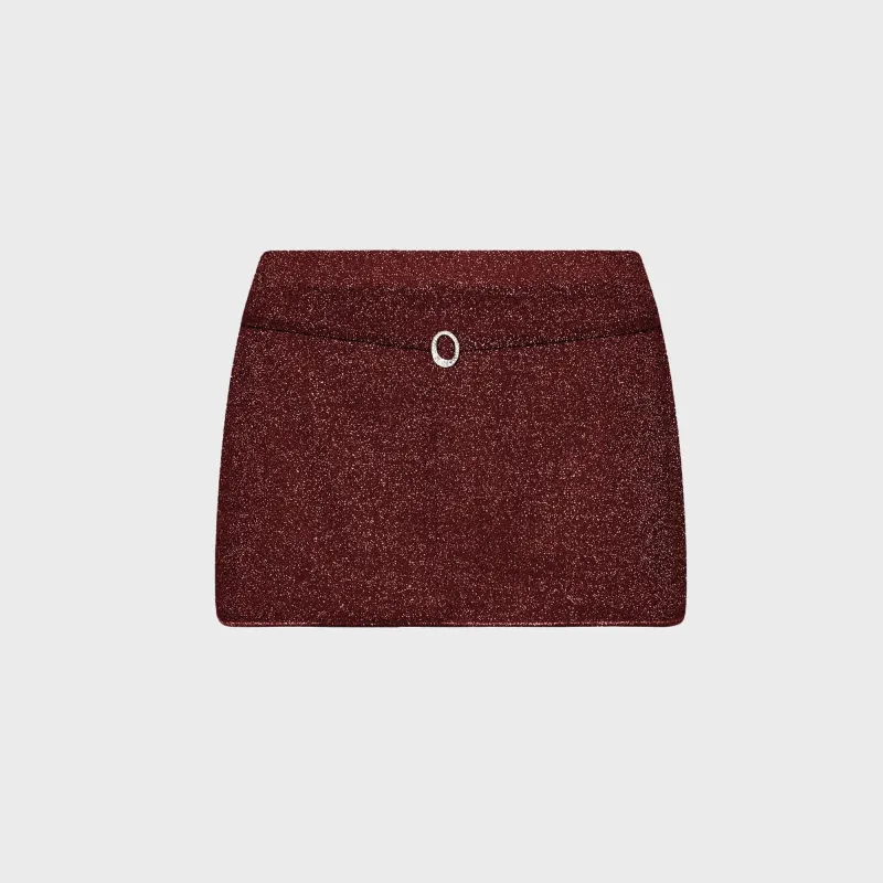 Oseree Lumiere Mini Skirt - Burgundy sold by Kith
