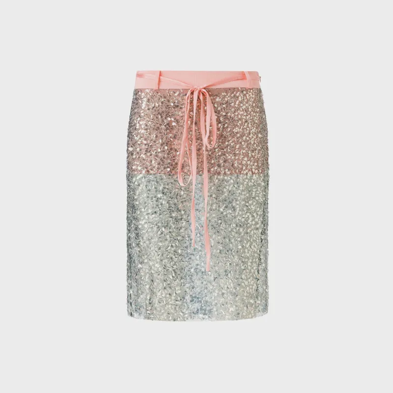Siedres Sequined Low Rise Midi Skirt with Lining - Mint made by Siedres