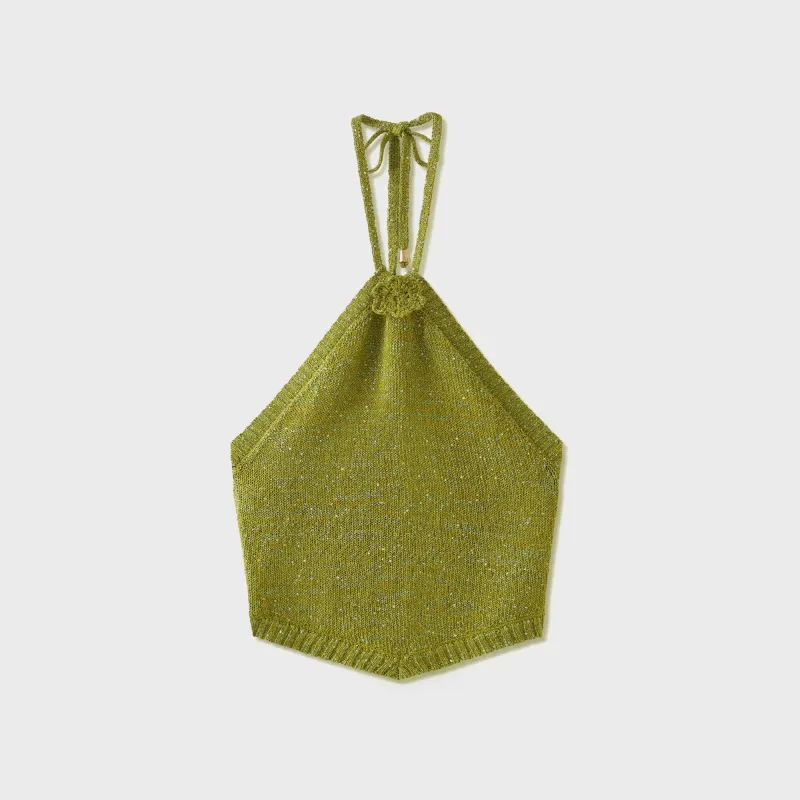 Asta Resort Teresa Scarf Top - Olive Oil Sequin sold by Kith