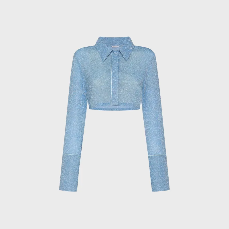 Oseree Lumiere Cropped Shirt - Crystal made by Oséree