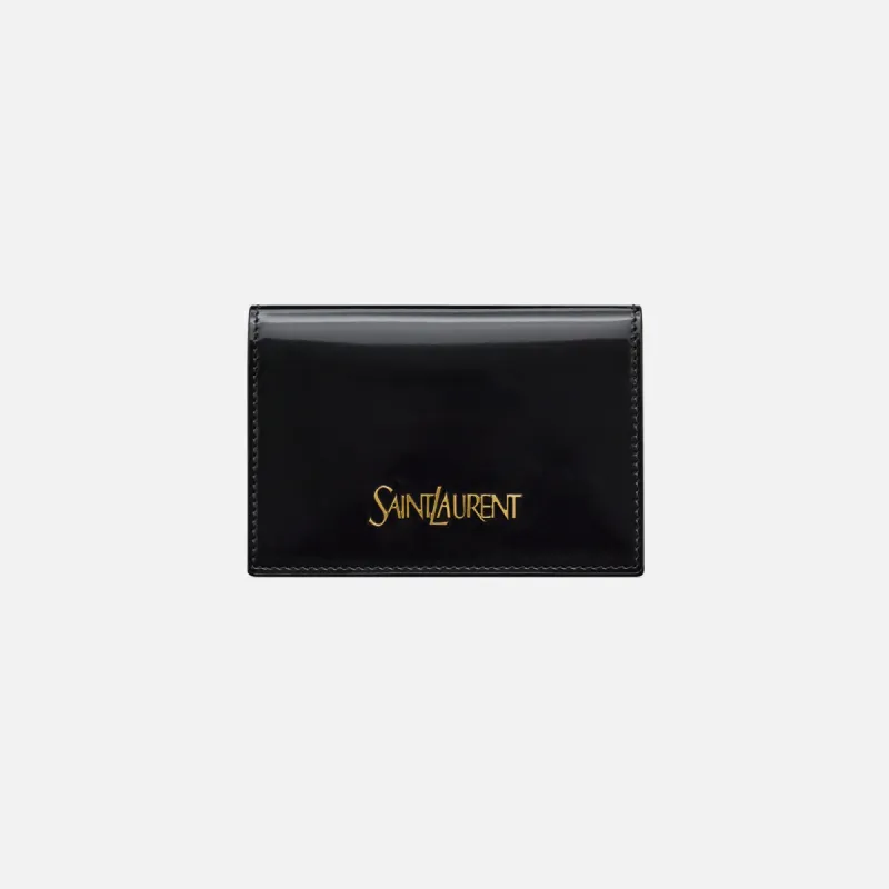 Saint Laurent Flap Card Case Branded - Nero sold by Kith