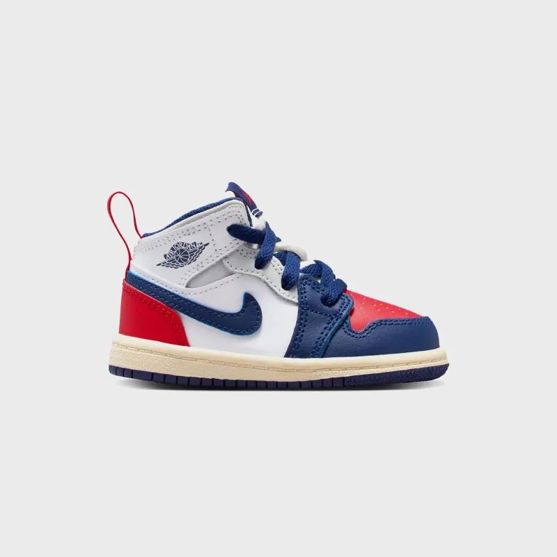 Jordan TD Air Jordan 1 Mid - White / Deep Royal Blue / University Red sold by Kith