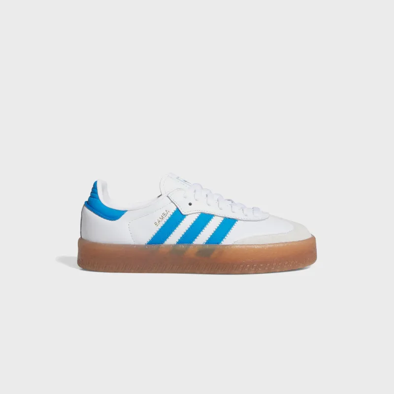 adidas Junior Sambae - White / Bright Blue / Gold Metallic sold by Kith