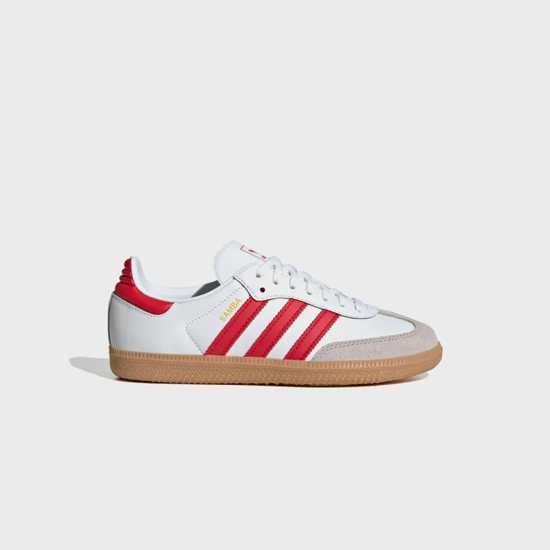 adidas GS Samba OG - White / Better Scarlet / Gum 3 sold by Kith