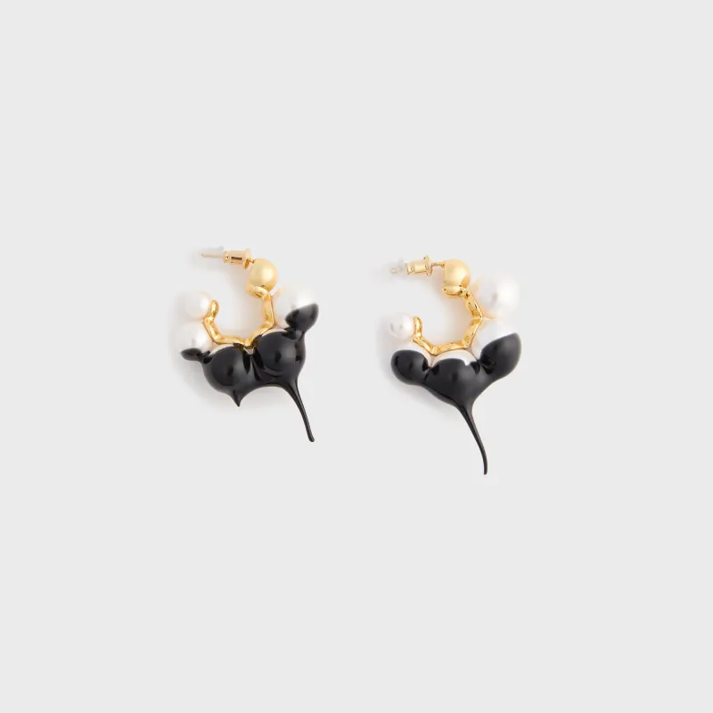 Ottolinger Dipped Pearl Mini Hoops - Black sold by Kith