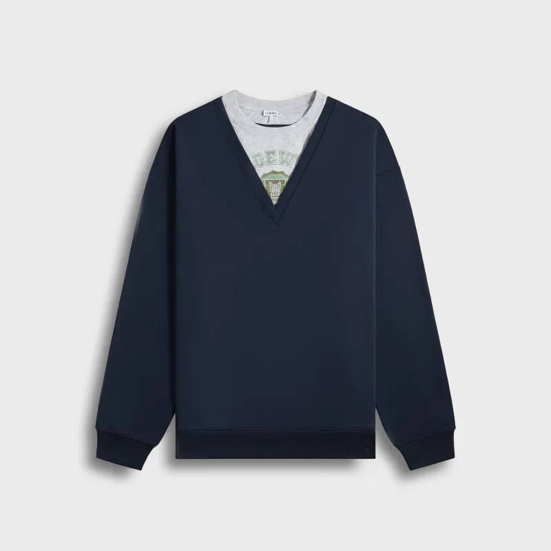 Loewe V-Neck Sweatshirt - Dark Navy Blue made by Loewe