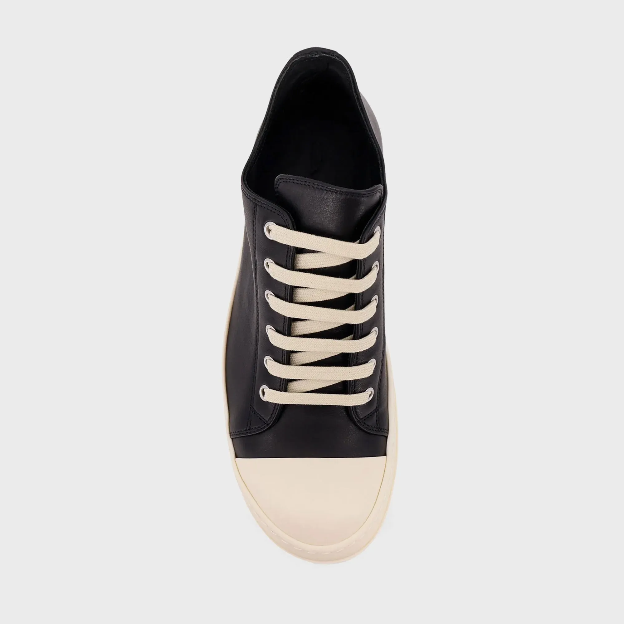 Rick Owens Scarpe In Pelle Low Sneaks - Black / Milk / Milk sold by Kith product image thumbnail 3
