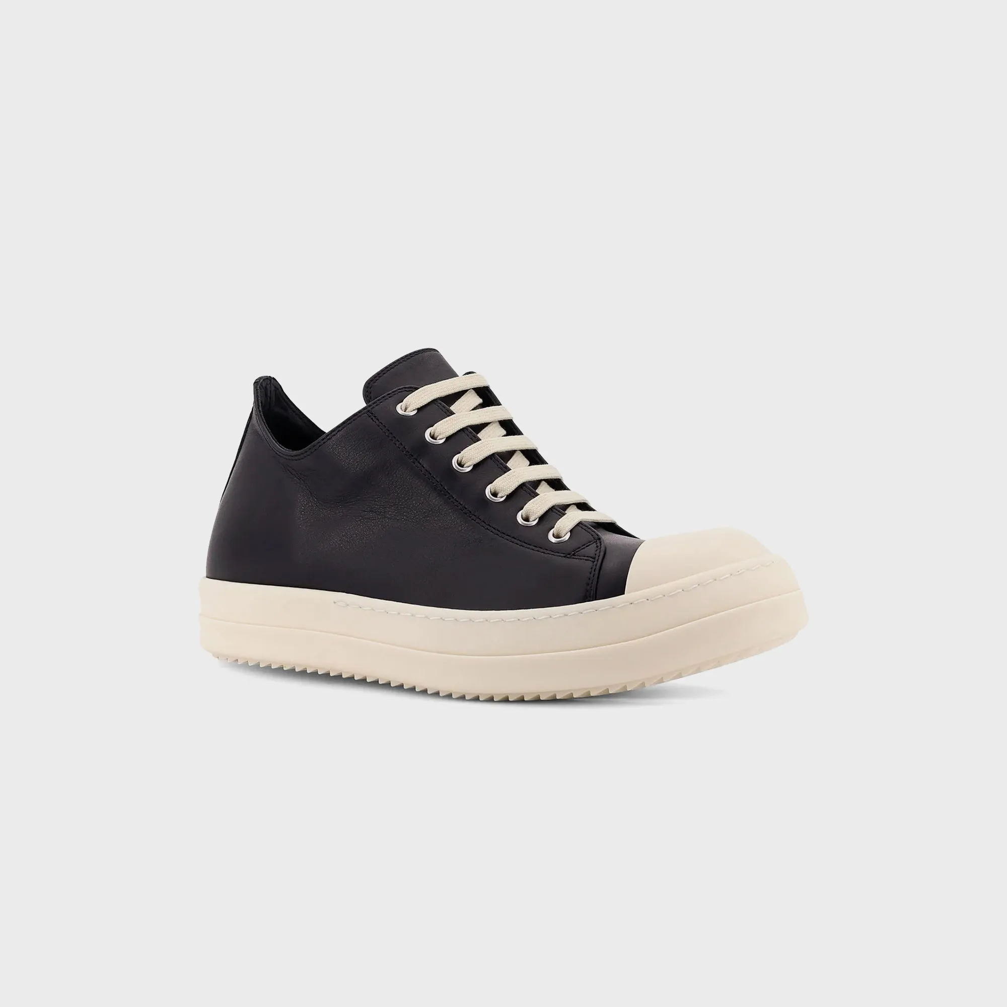 Rick Owens Scarpe In Pelle Low Sneaks - Black / Milk / Milk sold by Kith product image thumbnail 2