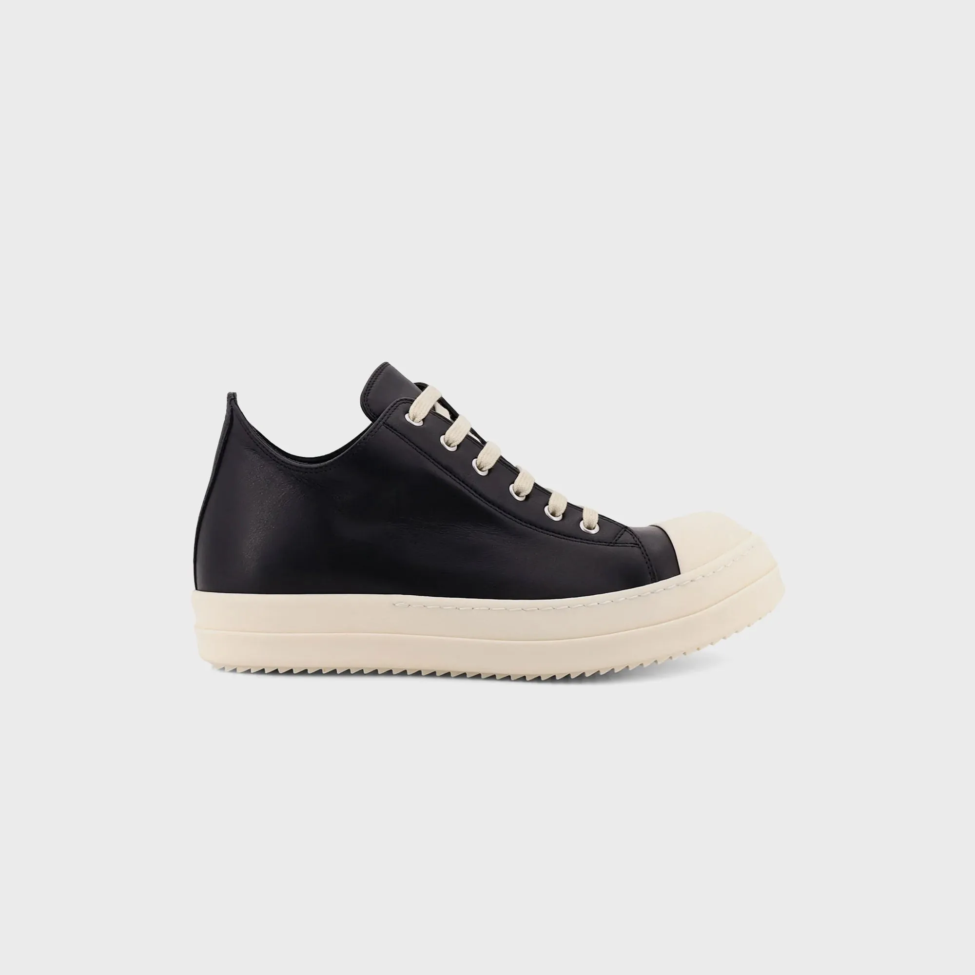 Rick Owens Scarpe In Pelle Low Sneaks - Black / Milk / Milk sold by Kith