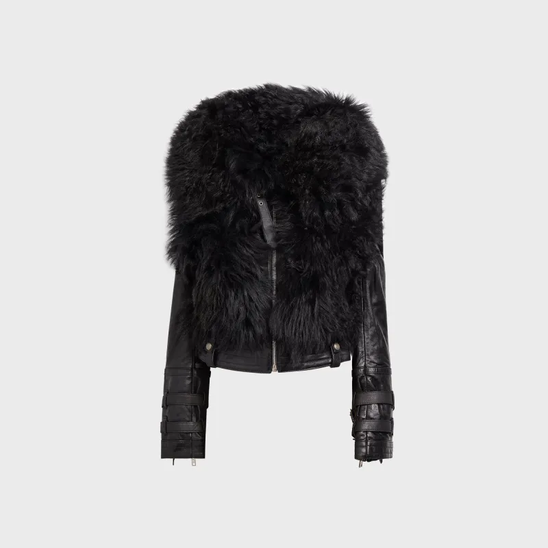 R13 Furry Shrunken Jacket - Black sold by Kith
