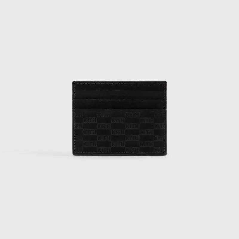 Kith Monogram Suede Card Holder - Black sold by Kith