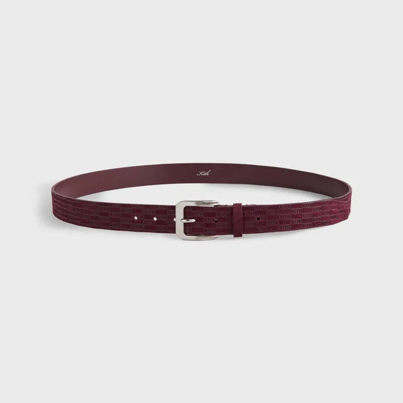 Kith Monogram Suede Leather Belt - Magma sold by Kith