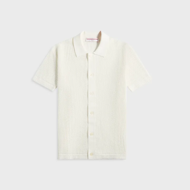 Orlebar Brown Tiernan Chevron Crochet Shirt - White Sand sold by Kith