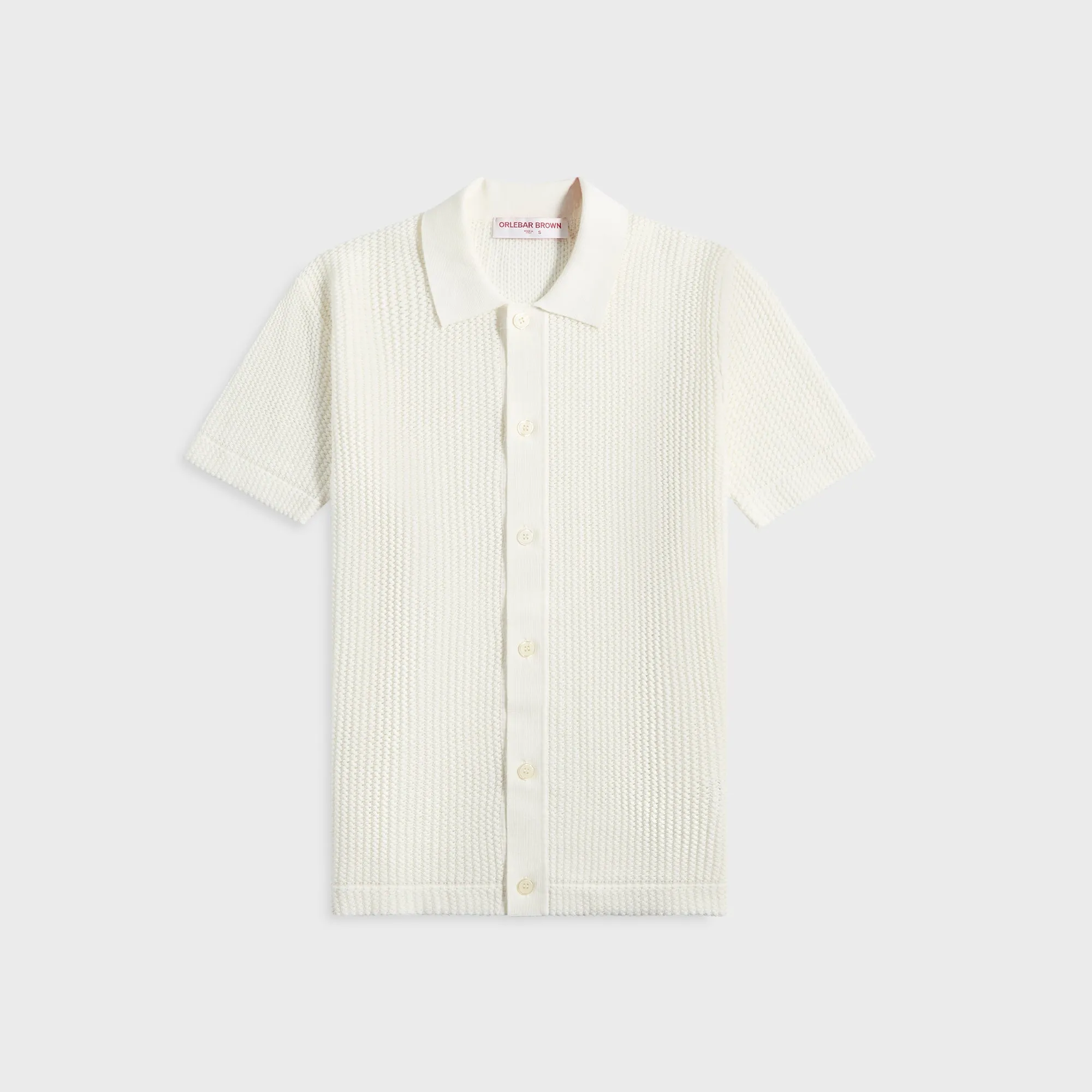 Orlebar Brown Tiernan Chevron Crochet Shirt - White Sand sold by Kith
