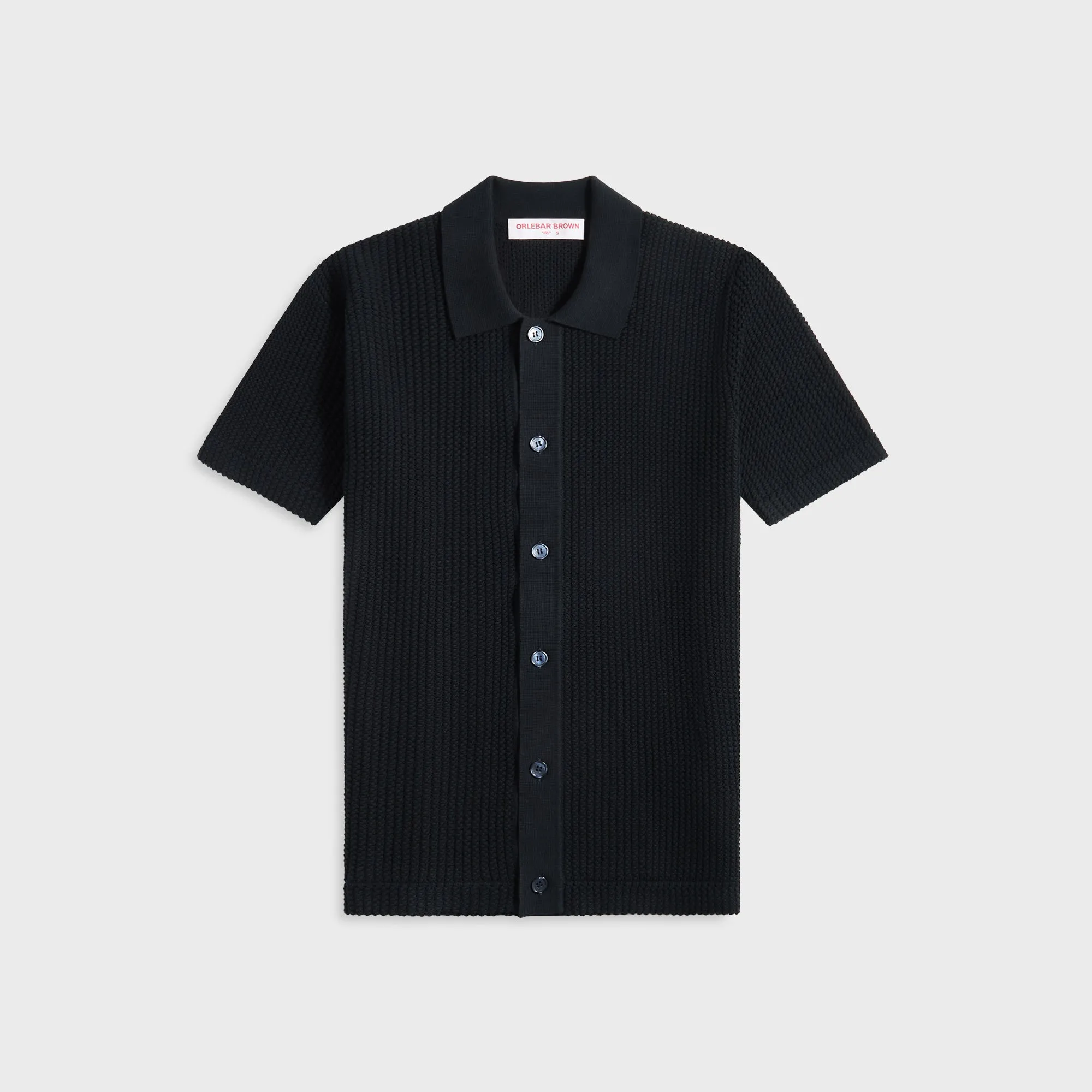 Orlebar Brown Tiernan Chevron Crochet Shirt - Night Iris sold by Kith