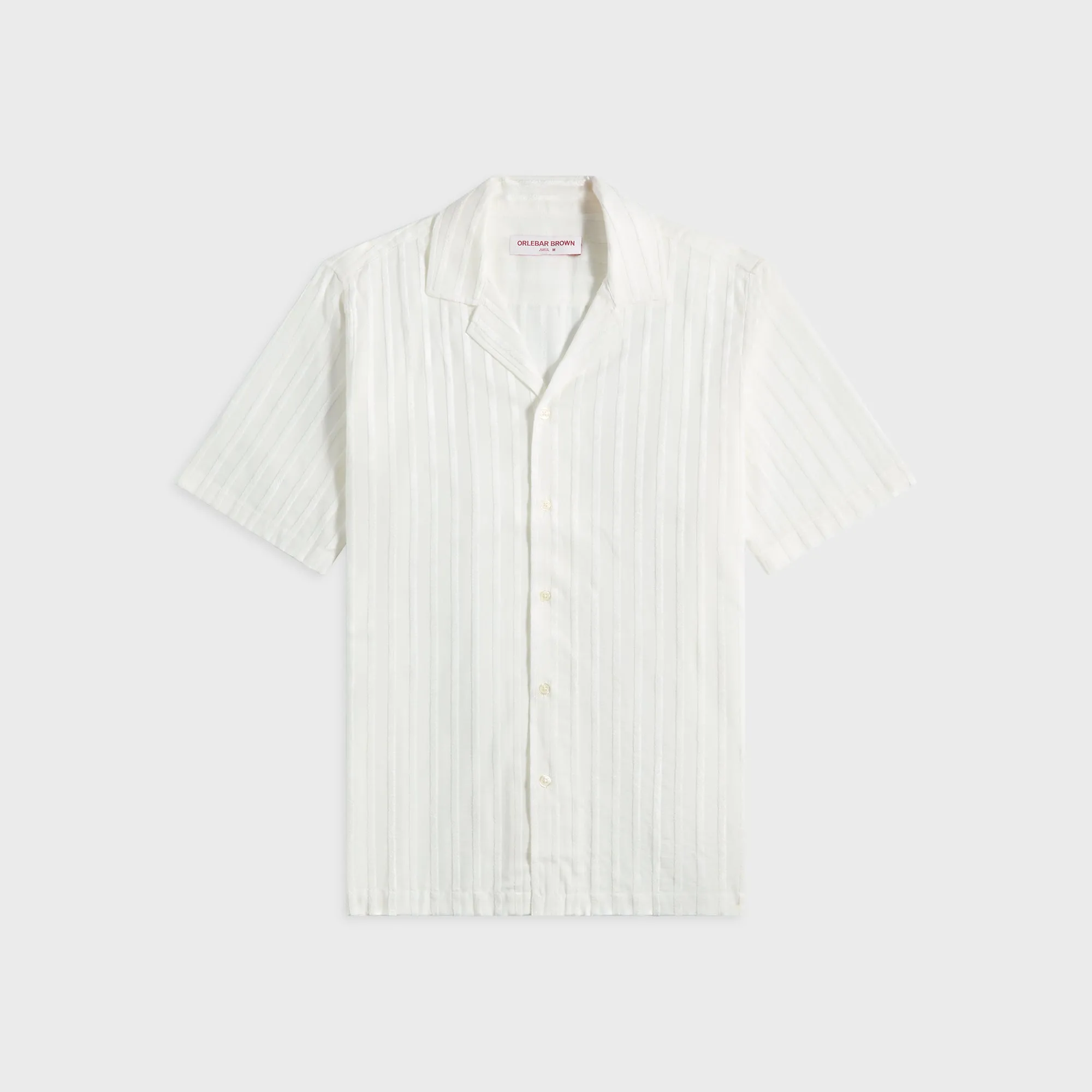 Orlebar Brown Maitan Tonal Chenille Stripe Shirt - White sold by Kith