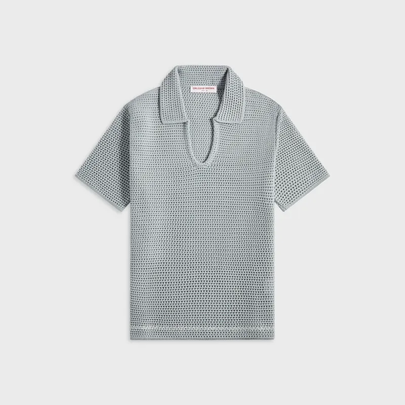 Orlebar Brown Batten Stitch Shirt - Light Sky Pool / White Sand sold by Kith