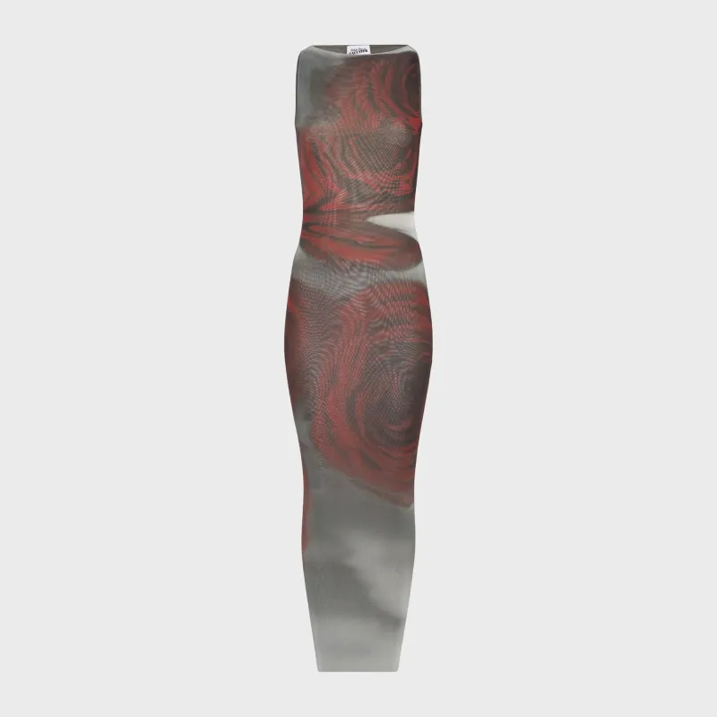 Jean Paul Gaultier Printed Blurry Roses Dress - White / Grey / Red made by Kith