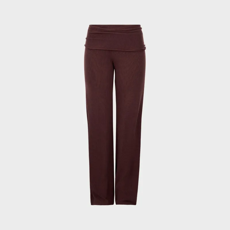 Aya Muse Knit Fold Over Pants - Burgundy sold by Kith